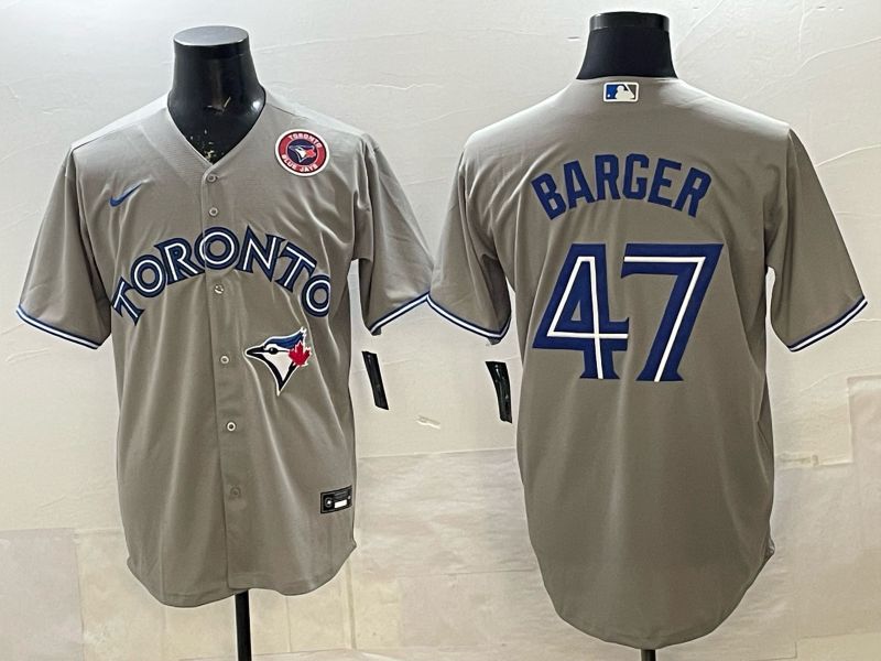 Men 2025 Nike Toronto Blue Jays #47 Barger Grey Game MLB Jersey 05->toronto blue jays->MLB Jersey